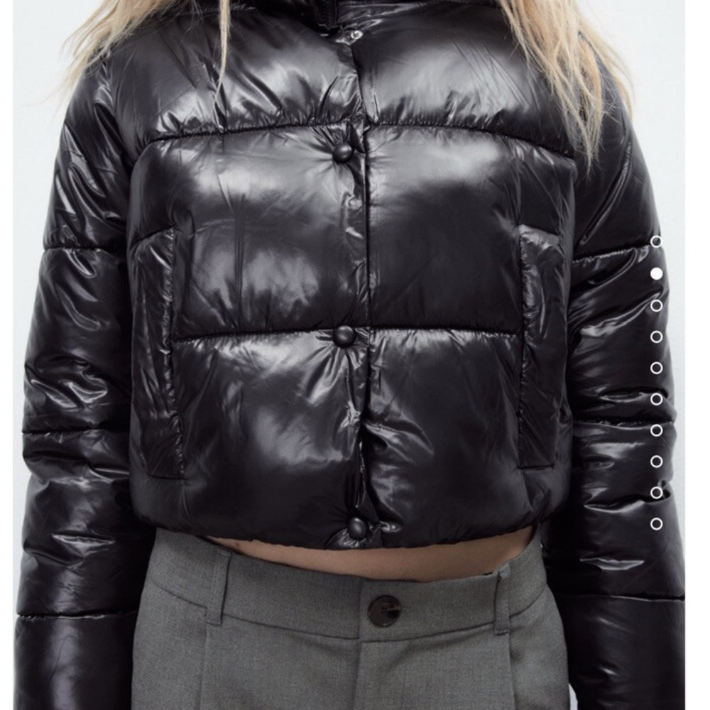 Zara Glossy Black Puffer Jacket